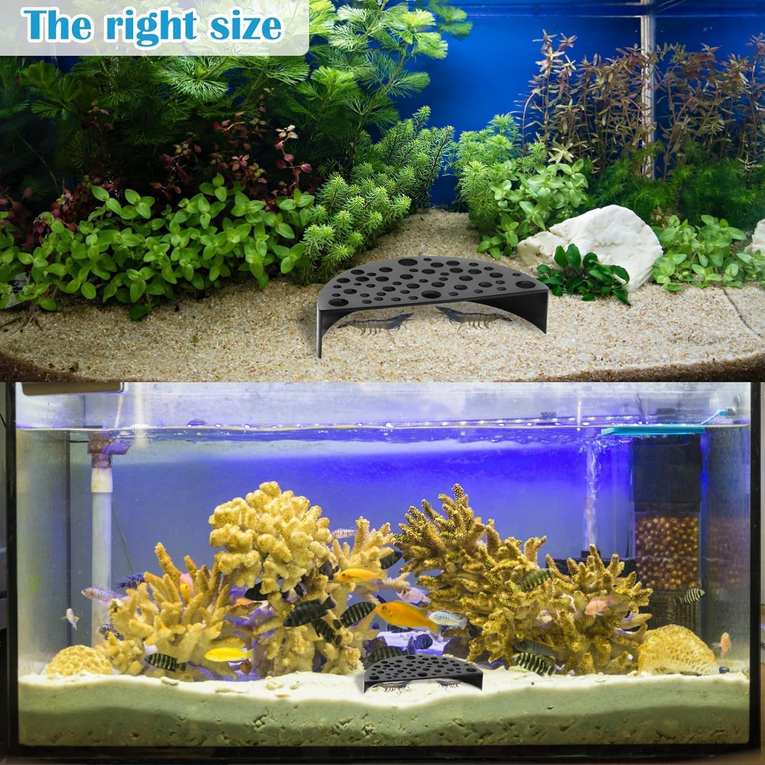 2Pcs Black Shrimp Cave Ornaments, Good Size Half Moon Shrimp House Decor, Fish Hiding Tools Supplies, Accessories Decor Supplies Can Be Used in Aquariums image number 6