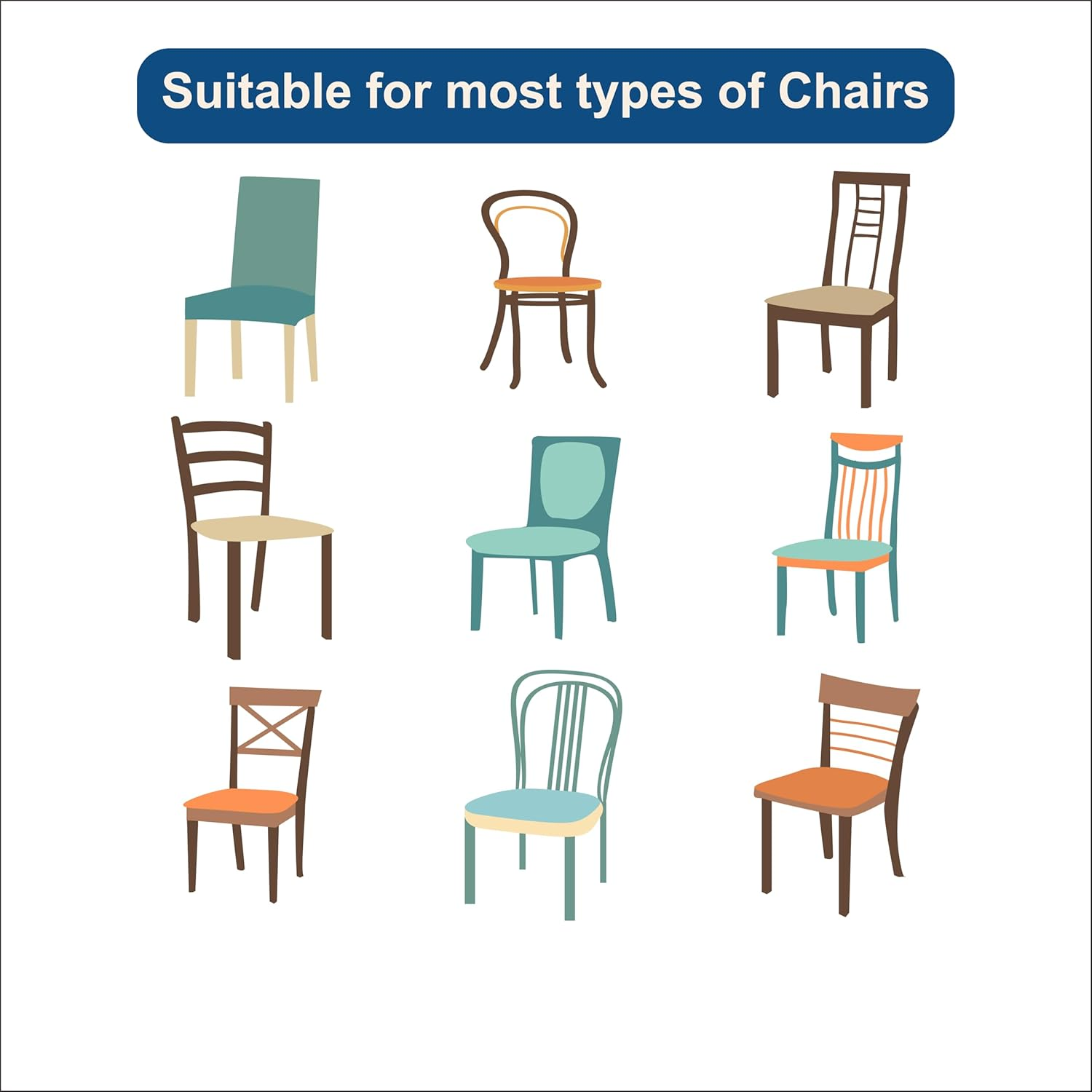 Hyper Cover Stretch Dining Chair Covers with Patterns (Grey Moonlight, 4 Pcs) - Easy Installation, Highly Stretchable, Perfect for Dining Chairs Protection