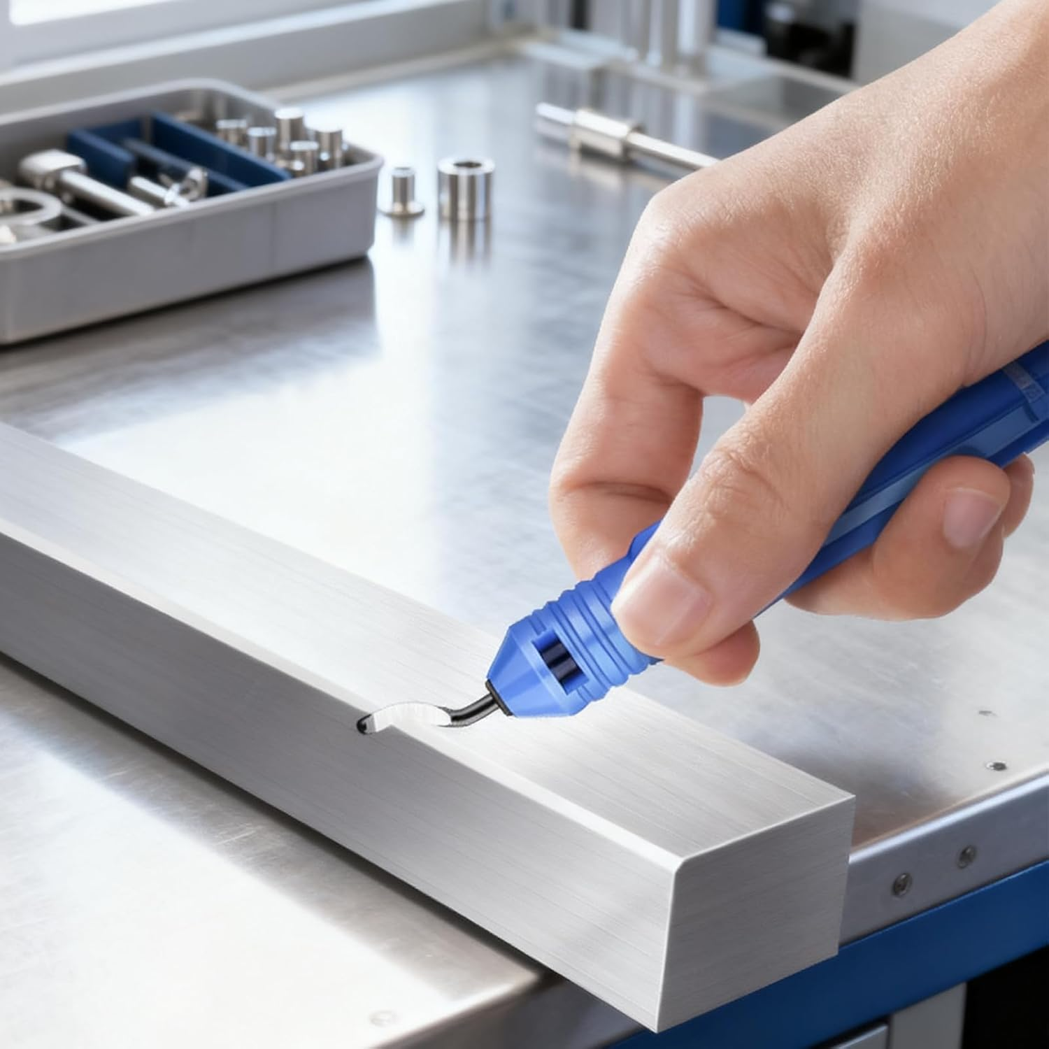 12Pcs Deburring Tool Kit, Manual Large and Small Deburring Tools, with 10 High-Speed Steel Rotating Replacement Blades, for Metal, Aluminum, Copper, Iron, Plastic Pipes, Resin, Pvc Materials image number 1