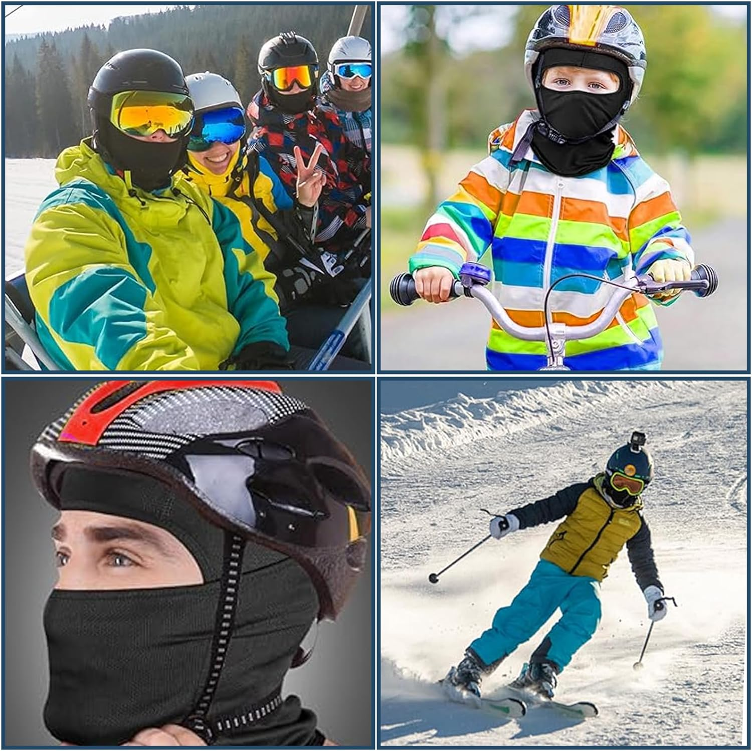 2Pcs Kids Balaclava, Black Balaclava, Ski Masks for Men, UV Protection & Wind Protection Lightweight Neck Warmer, Thin Helmet Liner Face and Neck Cover Mask for Boys Girls, Black, One Size image number 6