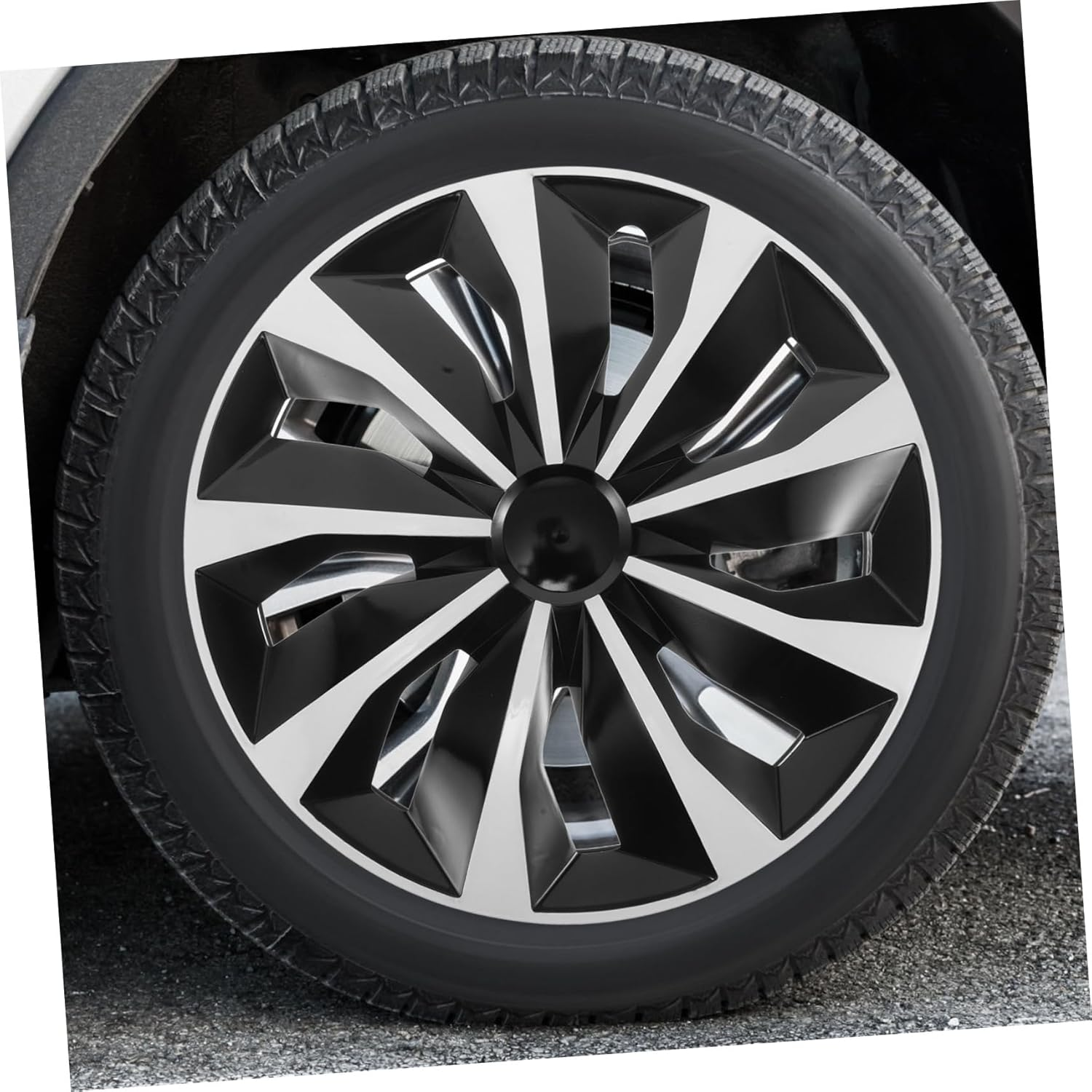 INOOMP Decorative 15-Inch Universal Wheel Cover Hubcap Rim Hubcaps Replacement White Car Wheel Hub Frame Cover for Vehicle Rims Automotive Accessories image number 1