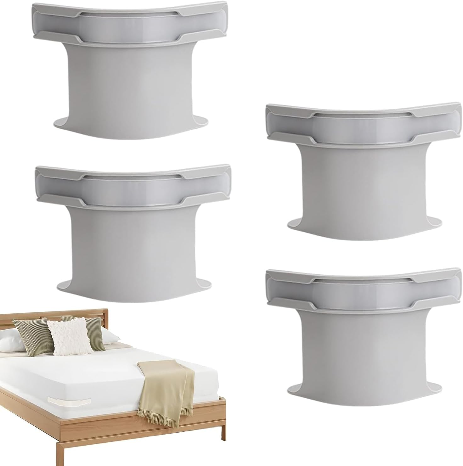 IONPSHG 2025 Bed Sheet Fixing Clips, 4Pcs Bed Sheet Holder with Lock Strips, Heavy Duty Bedsheet Corner Tightener Clips, Beds Sheet Grippers Fixed for Mattress Protectors, Blankets, Bedding (White)