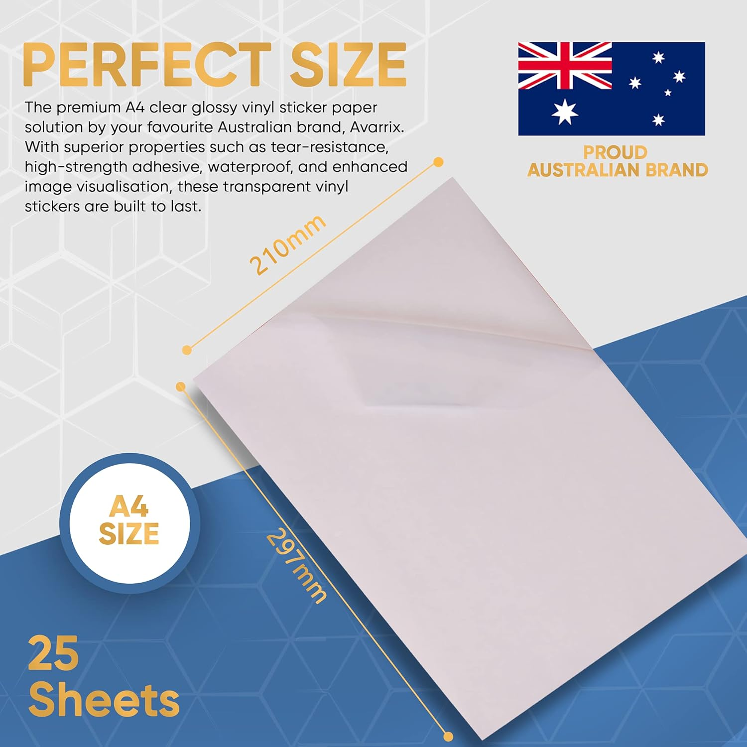 Avarrix Australia Printable Vinyl Sticker Paper for Inkjet & Laser Printer, Transparent Clear Glossy, 20 Sheets, A4 Size, Glossy Transparent Clear Sheets, Waterproof A4 Sticker Paper for Printer image number 5
