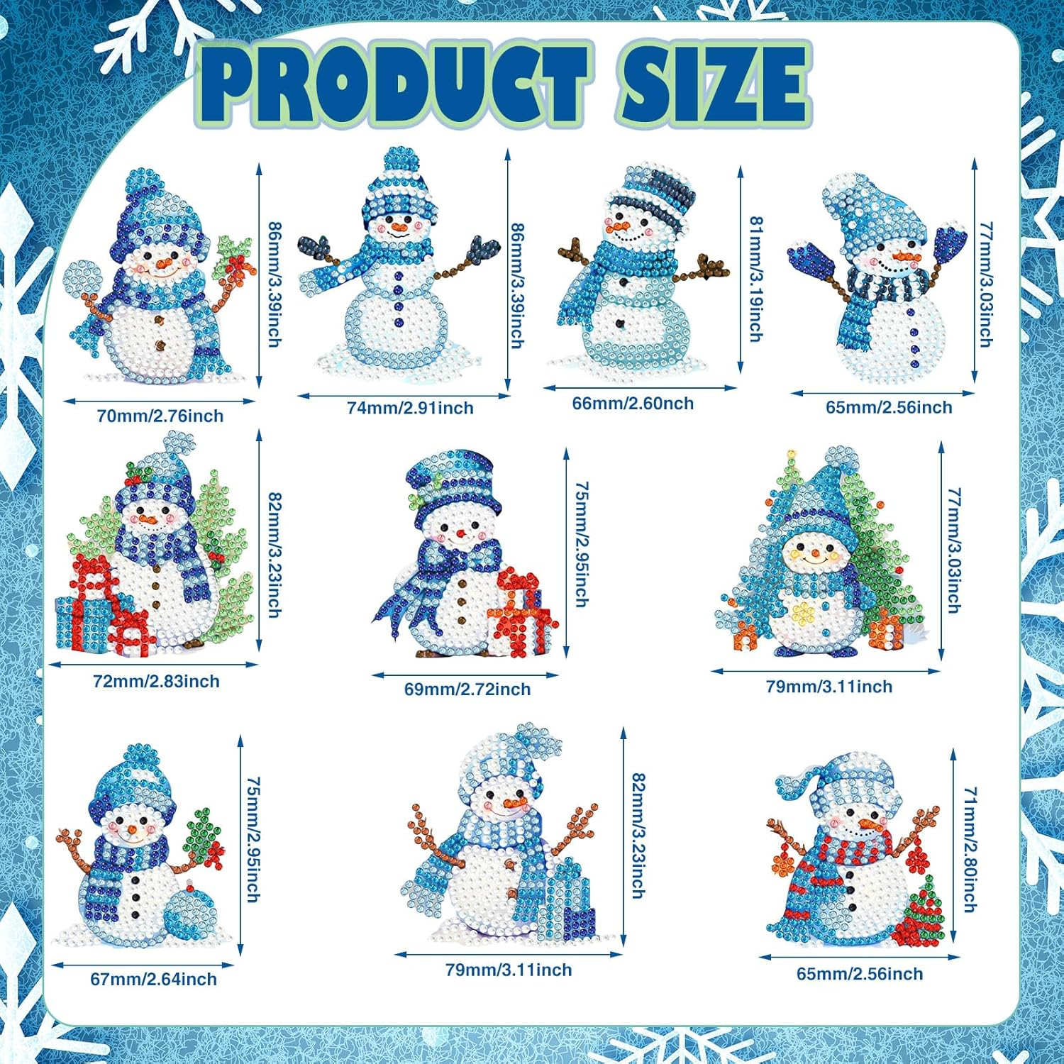 Skylety 20 Pcs Winter Diamond Art Ornaments Snowman Diamond Painting Kit for Adult 5D DIY Gift Wrap Tags with Rope Winter Hanging Ornaments for Home Party Craft Decor(Blue) - Blue Snowman image number 3