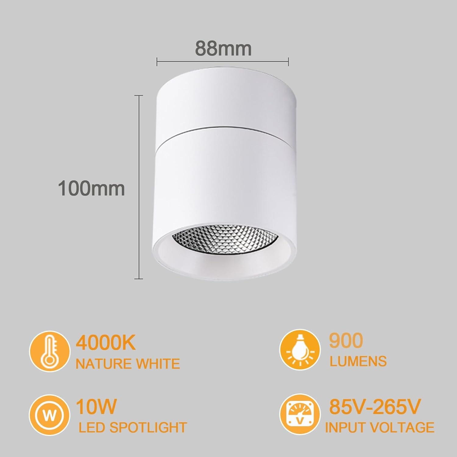 LED Ceiling Spotlight, 10W COB Downlight with 360&deg; Rotation, 4000K Natural White, CRI95, Surface Mount for Bedroom & Artwork (4000K-1PACK) image number 4