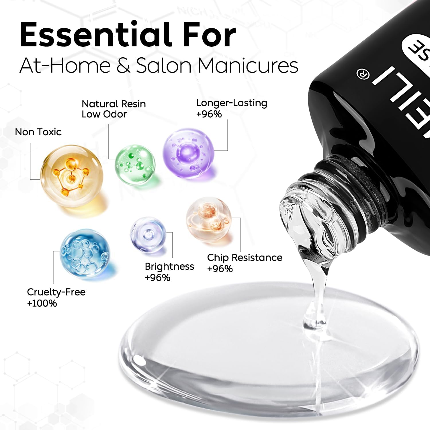 AIMEILI Peel off Gel Base Coat, Hema Free, Cruelty Free, Vegan, Easy Removal Base Gel Nail Polish for Press-Ons Nail Art Practice image number 5