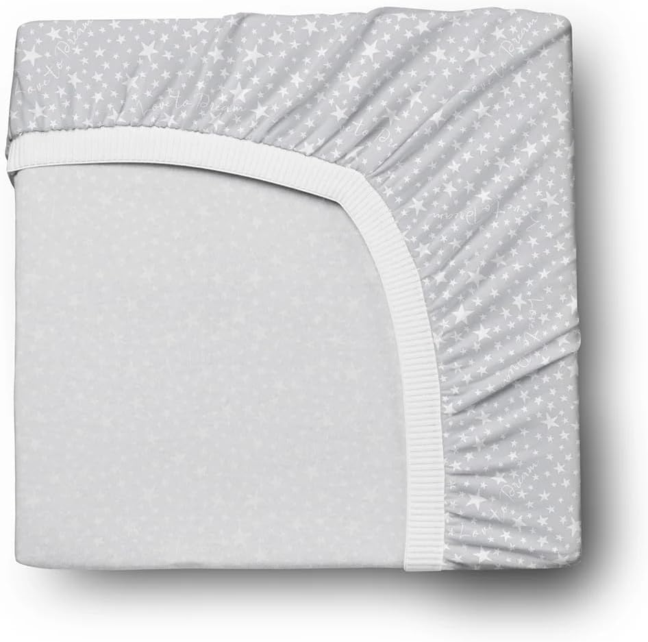 Love to Dream Fitted Crib Sheet Twin Pack | 100% Cotton, Soft Jersey Fabric for Baby&rsquo;S Comfort, Oval Mattress Fit, Breathable & Snug Cot Sheet | Reusable Storage Bag Included, Stardust Grey image number 5