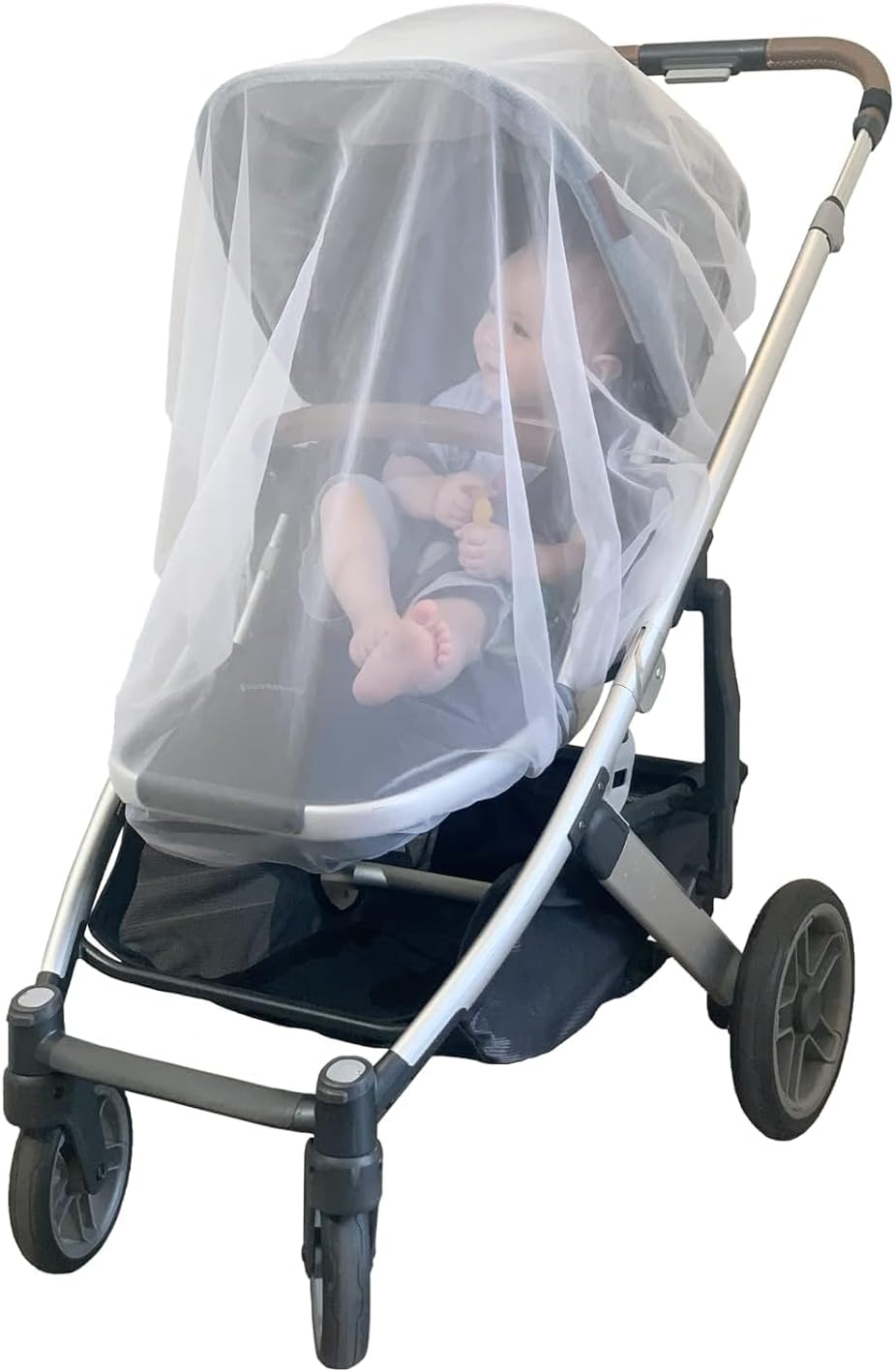 2Pcs Mosquito Net for Stroller, THJOPOKEEL Baby Stroller Mosquito Net, Breathable & Foldable Pram Net Cover with Elastic Edge for Strollers, Bassinets, Cradles, Playards and Portable Mini Crib