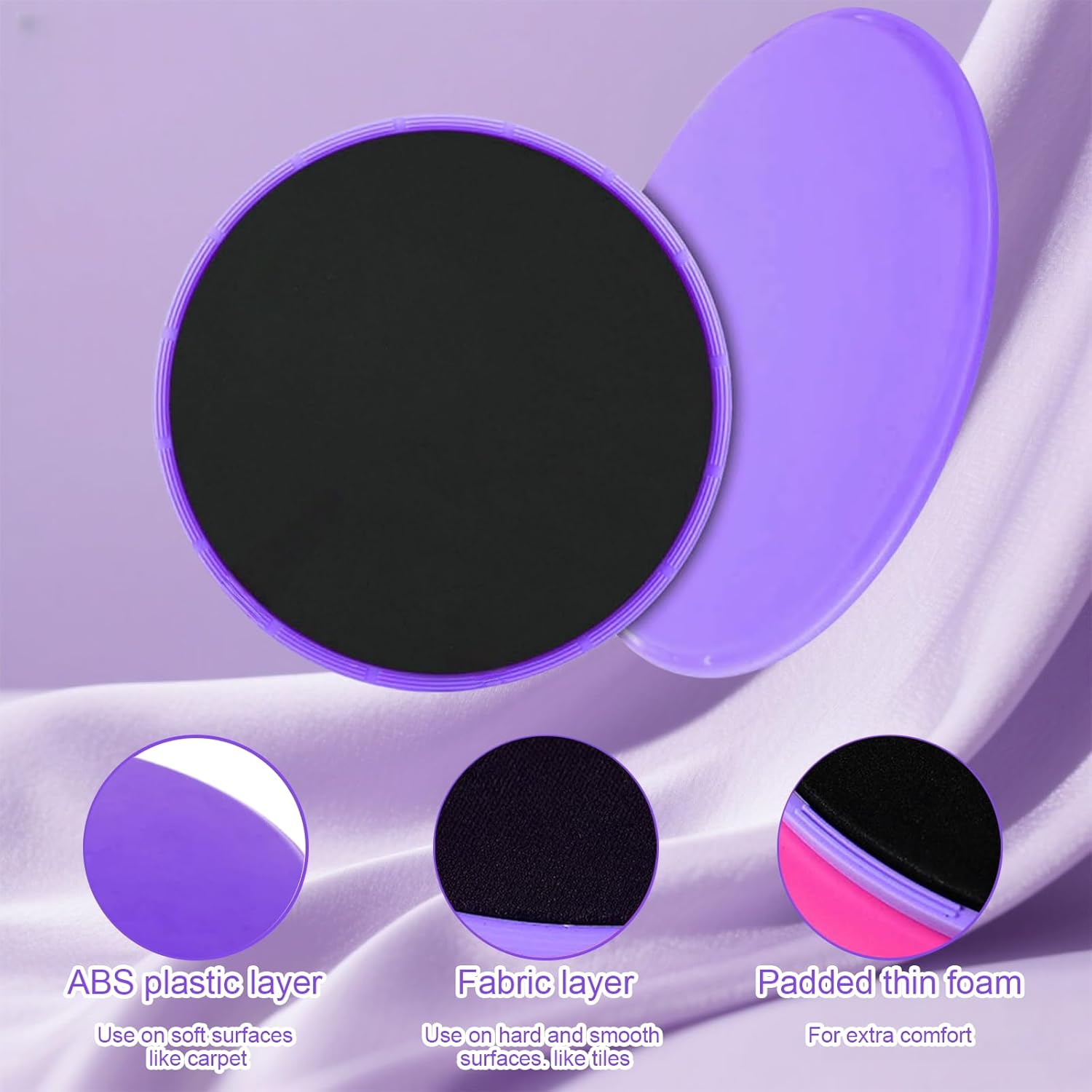 Exercise Core Sliders - 2 Pack Yoga Pilates Gliding Discs for Carpet or Hardwood Floors, Light and Portable Exercise & Fitness Equipment image number 2