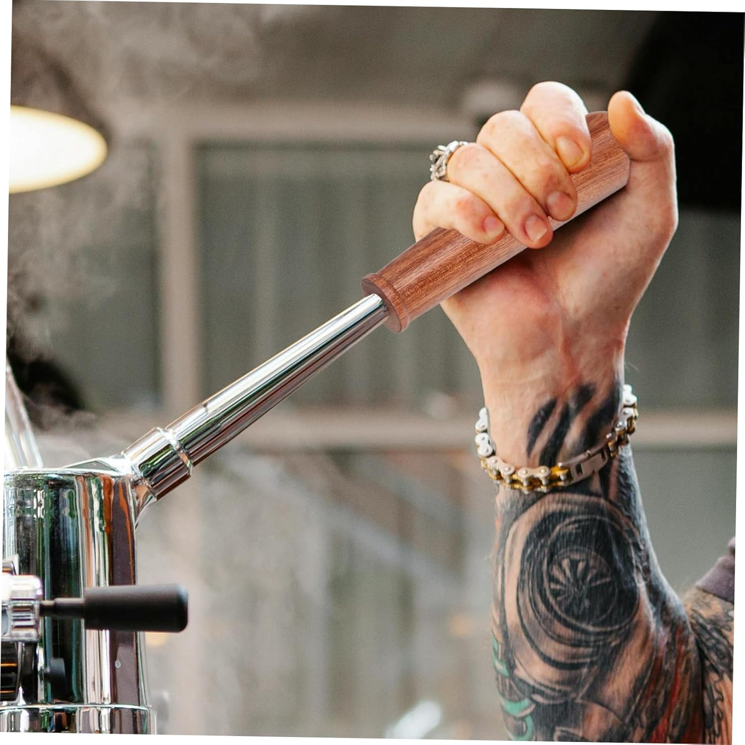 MUELODSIC Italian Wooden Coffee Portafilter Handle for Espresso Machines Bottomless Design for Easy Operation Quick Disassembly for Simple Maintenance Replacement Accessory for Cafe Use image number 3