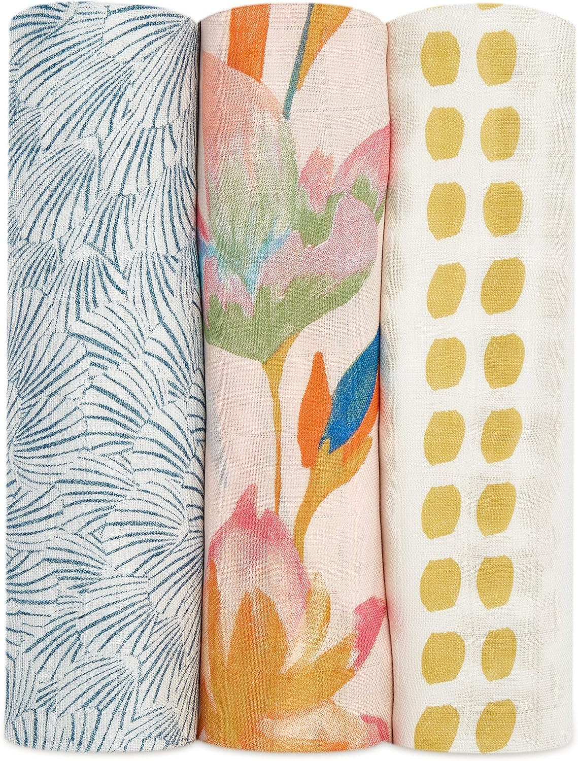 Aden + Anais Koi Pond Boutique Silky Soft Swaddles (Pack of 3) - Country Floral image number 6