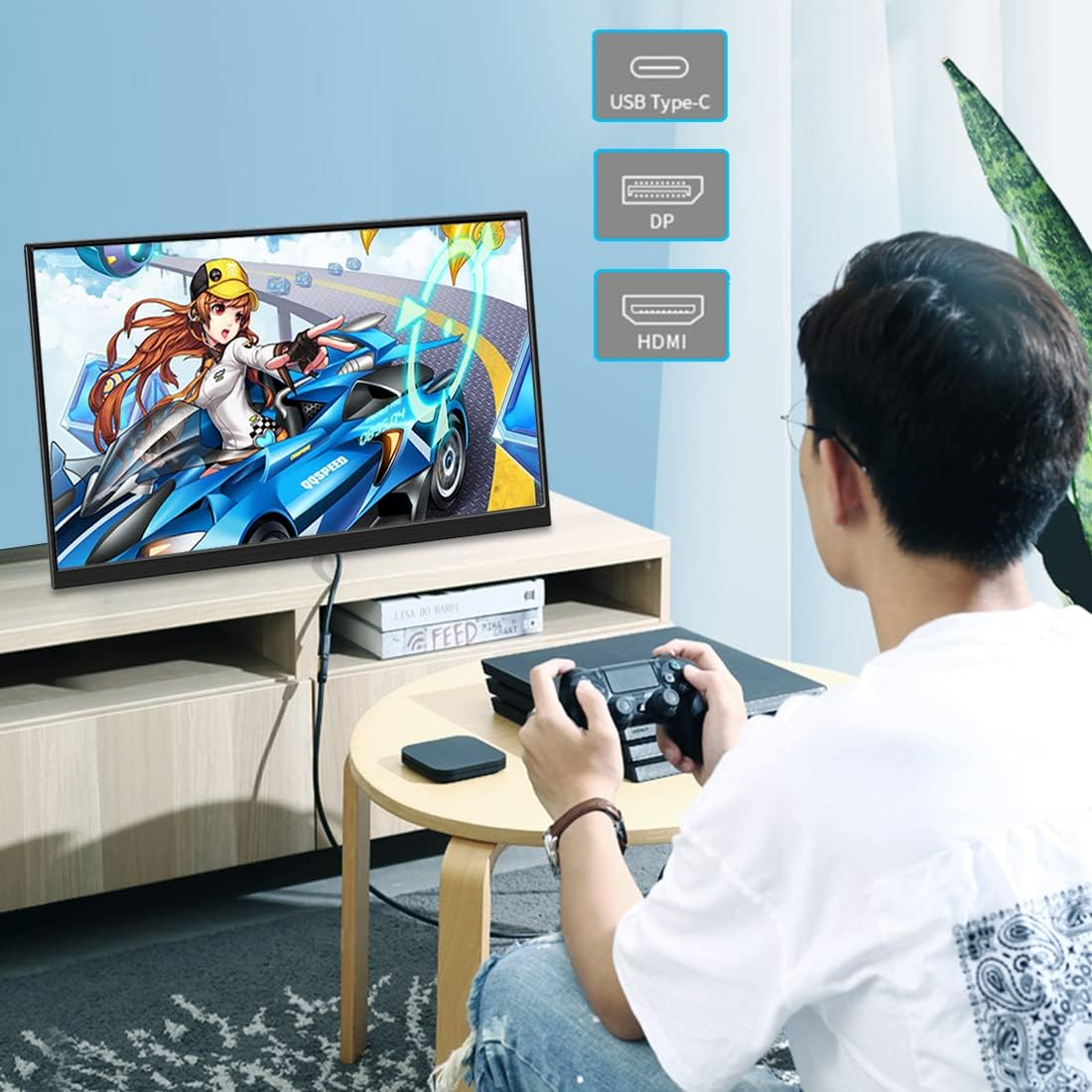 4K Portable Monitor, 14 Inch Portable Monitor USB C, 10-Bit Adobe 95% HDR Game Monitor with USB C/Hdmi/Mini DP Compatible with Game Console/Pc/Surface image number 6