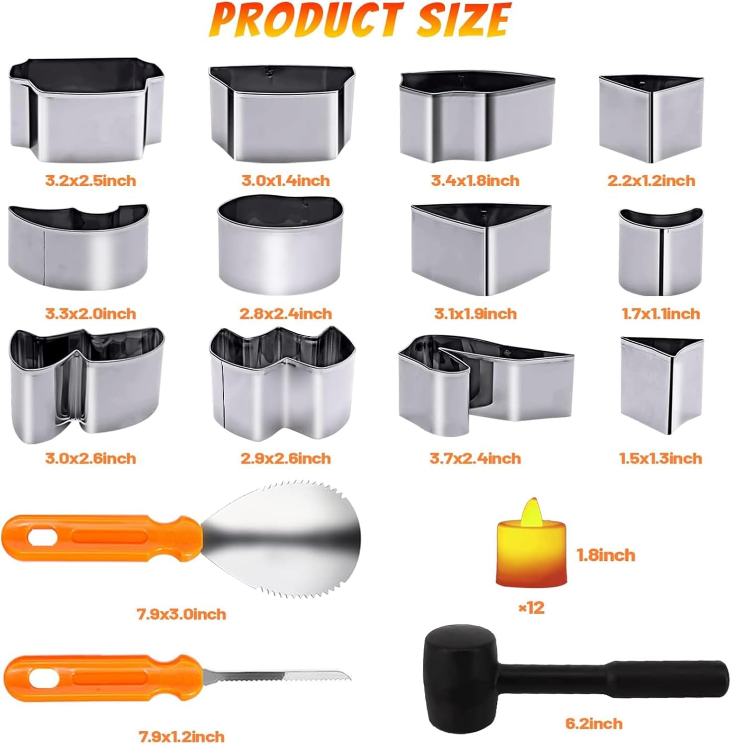 Halloween Pumpkin Carving Tools Jack-O-Lanterns 18 Pcs Professional Pumpkin Carving Kit Stainless Steel Pumpkin Cutting Supplies for Adults Halloween Party Decoration image number 4