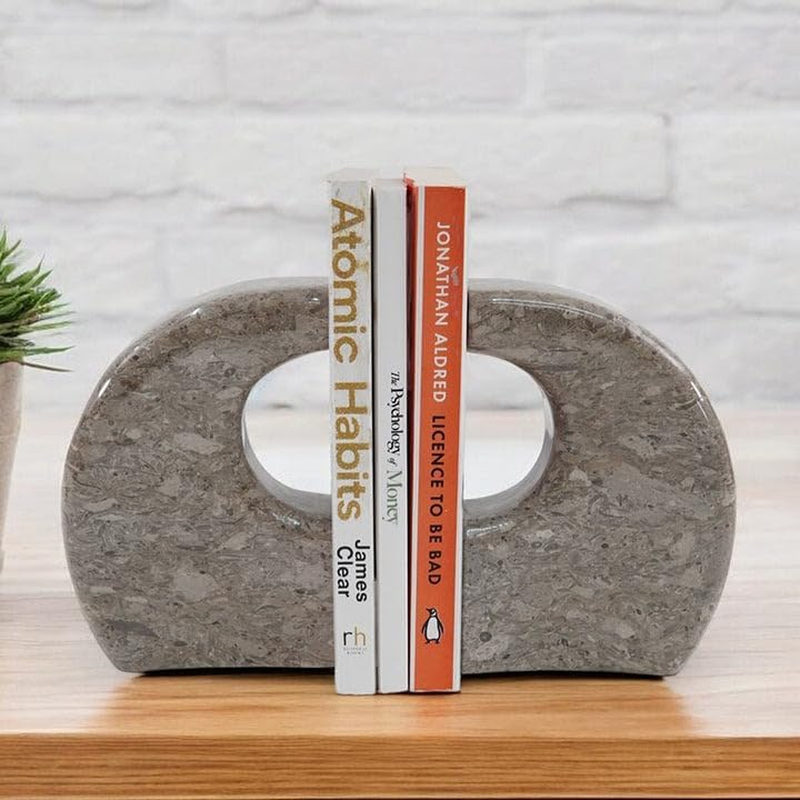 Radicaln Marble Oceanic Curve Bookends &ndash; Handmade Stylish Decorative Heavy Book Holders for Bookshelves, Office & Home Organization image number 2