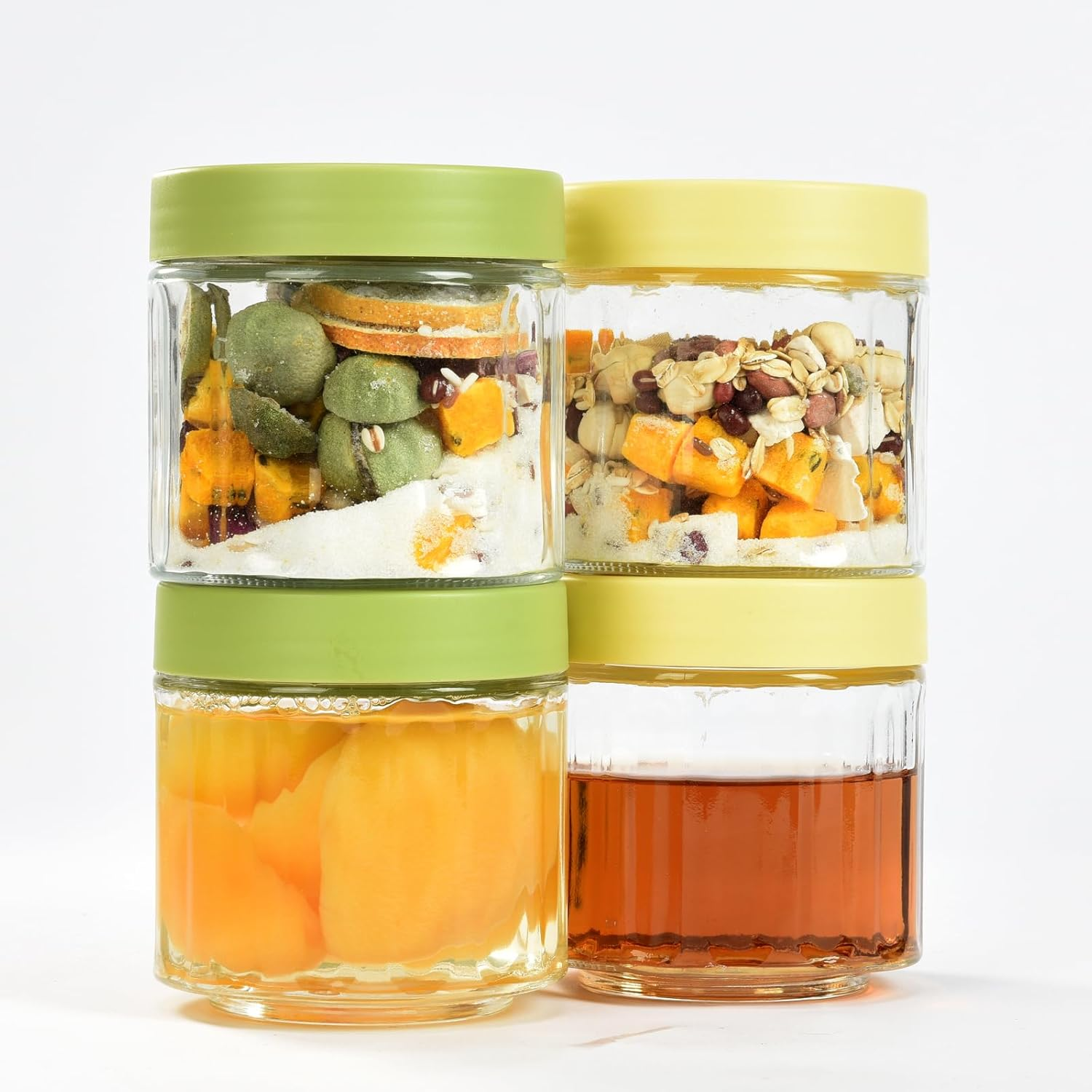 4-Pack 16Oz Overnight Oats Containers with Lids - Leakproof Airtight Mason Glass Jars for Meal Prep, Yogurt, Snacks & More - Bpa-Free Wide Mouth Containers-Two Green and Two Brown image number 5