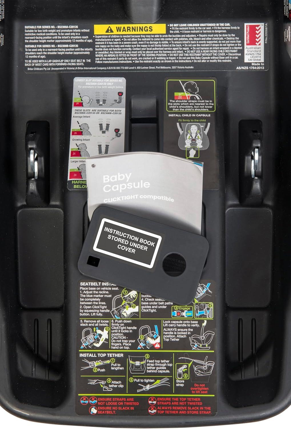 B-POD Baby Capsule Base, Clicktight, Additional Base, Second Car, Compatible with Britax B-Pod Capsule Range, Black (2304) image number 4