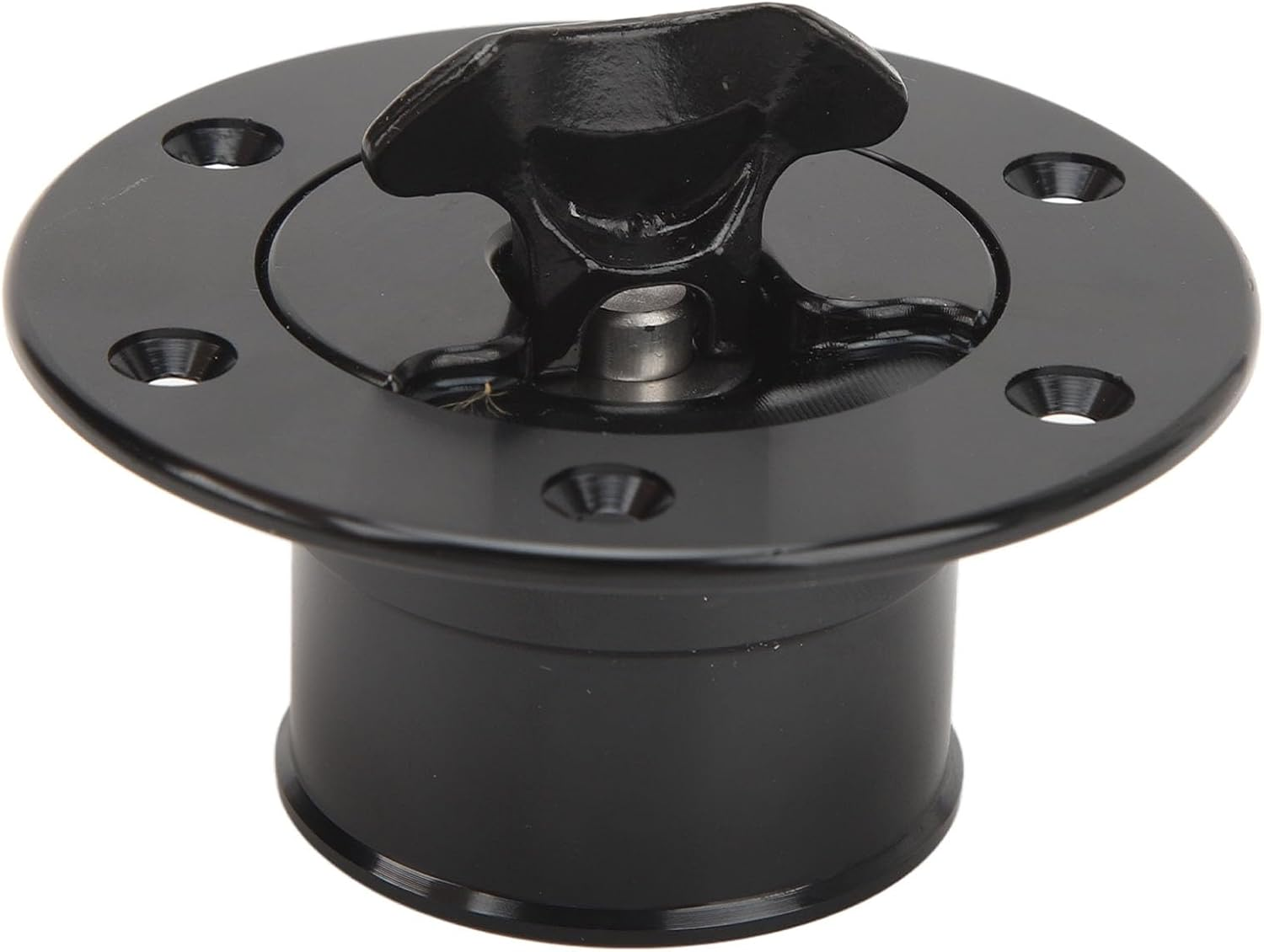 Jiawu Fuel Fill Filler Neck and Cap, ID 39Mm/1.54In Aluminum Alloy Flush Mount Fuel Cell Tank Cap with 6 Bolt Opening, Universal for Car, Black image number 1