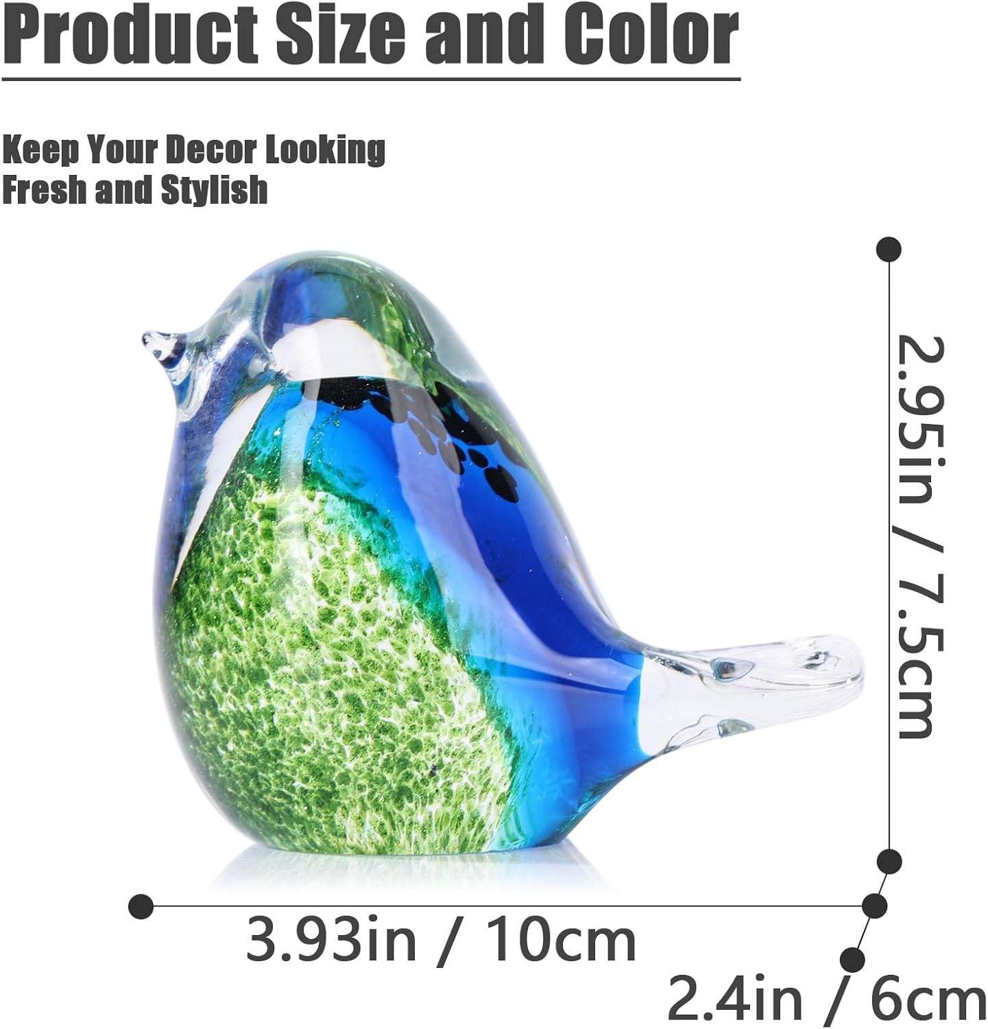 XMGZQ Hand Blown Glass Birds Figurines,Glass Animals Paper Weight,Modern Style Decorative Ornaments for Living Room,Bedroom,Farmhouse,Office Desktop,Bookshelf,Coffee Table,Cabinets,Bird Art Decor image number 3