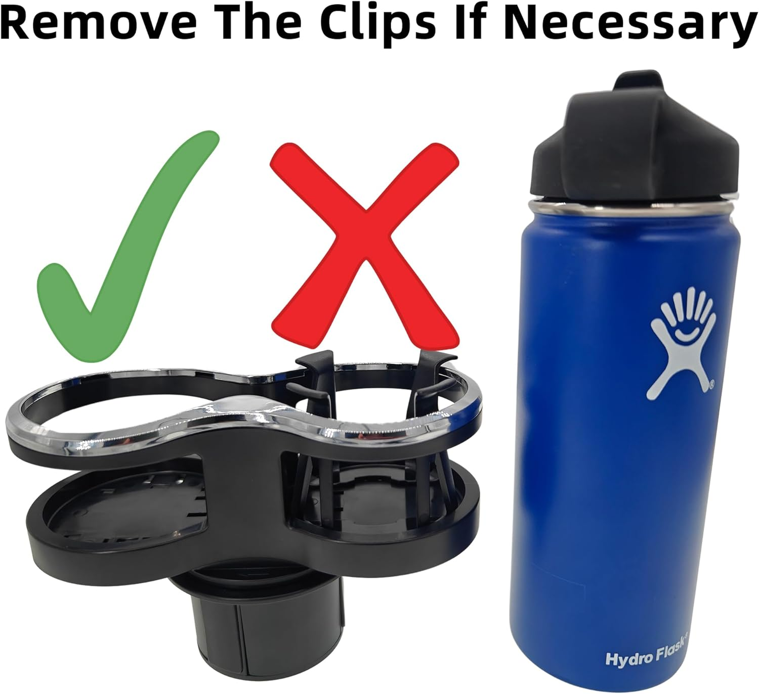 Car Cup Holder Extender with Adjustable Mounting Base - Cup Slot 1-2 Splitter Expander Organizer Fits Vehicle Boat Truck RV Holds Standard Drinks Water Bottles image number 3