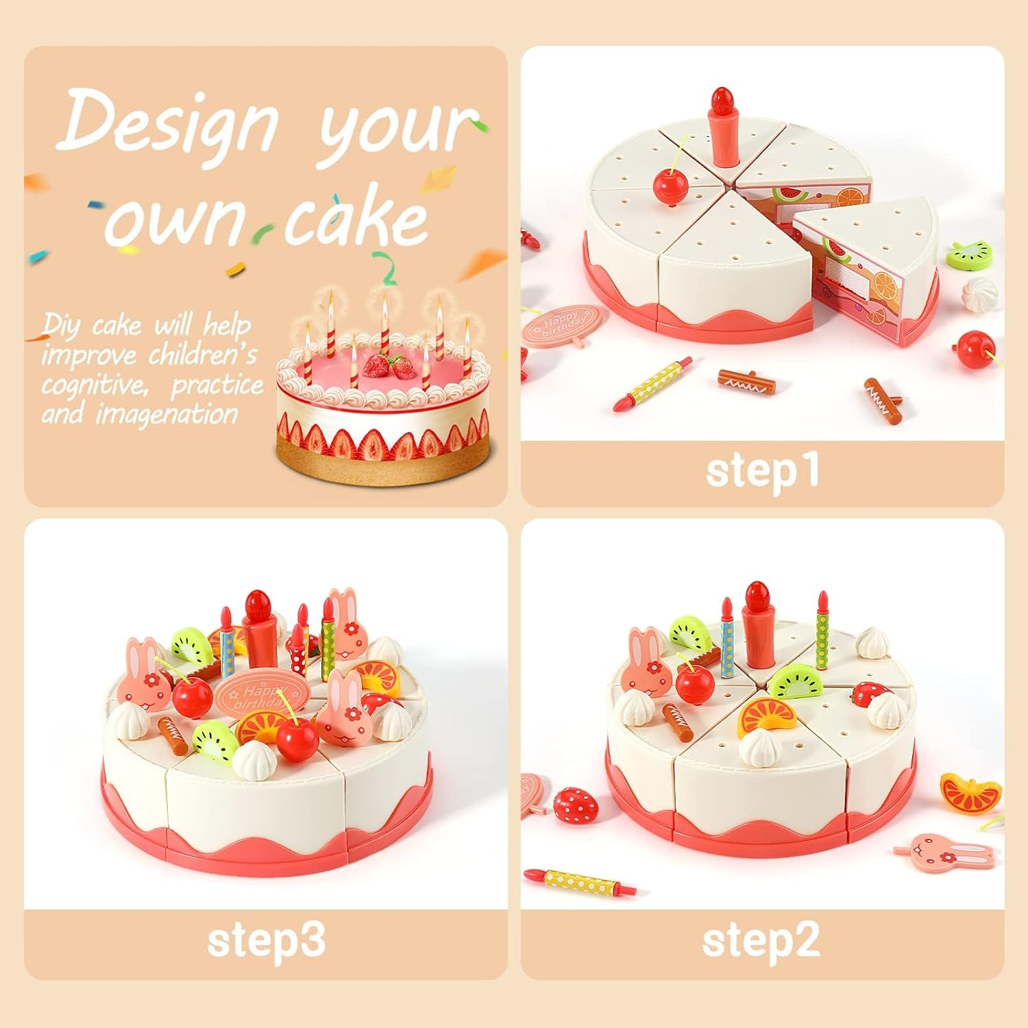 83 PCS Pretend Play Food Set - Cake Food Toy Pretend Cutting Play Cake Desserts Ice Cream and Donuts Food Toys - Birthday Gifts Toy Set for Boys Kids Girls