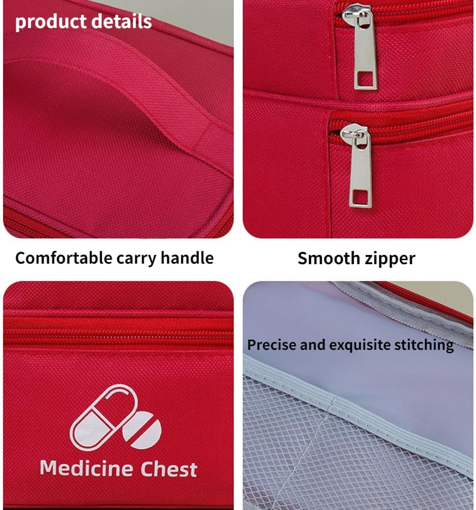 Frafuo Double-Layer Empty Travel First Aid Kit for Car-Large First Aid Kit Bag for College Dorm Student-Travel First Aid Bag for Home-Portable Camping Medical Supplies Organizer Bag for Businesses（Empty Bag） image number 2