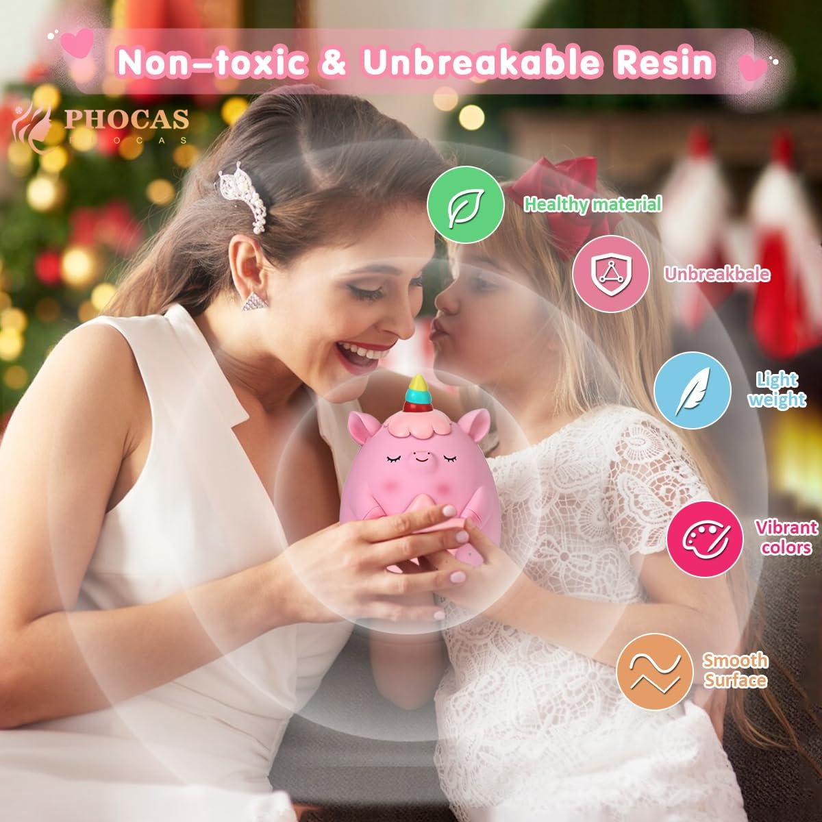 PHOCAS Unicorn Piggy Bank Unbreakable Cute Pink Pig Money Bank Plastic Money Box Kids for Christmas Birthday Gift (Pink) - B-Purple image number 5