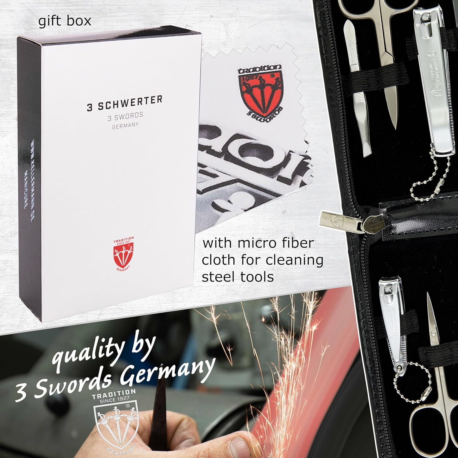 3 Swords Germany - Manicure Pedicure Set Kit (774) - Black - Synthetic Leather image number 4