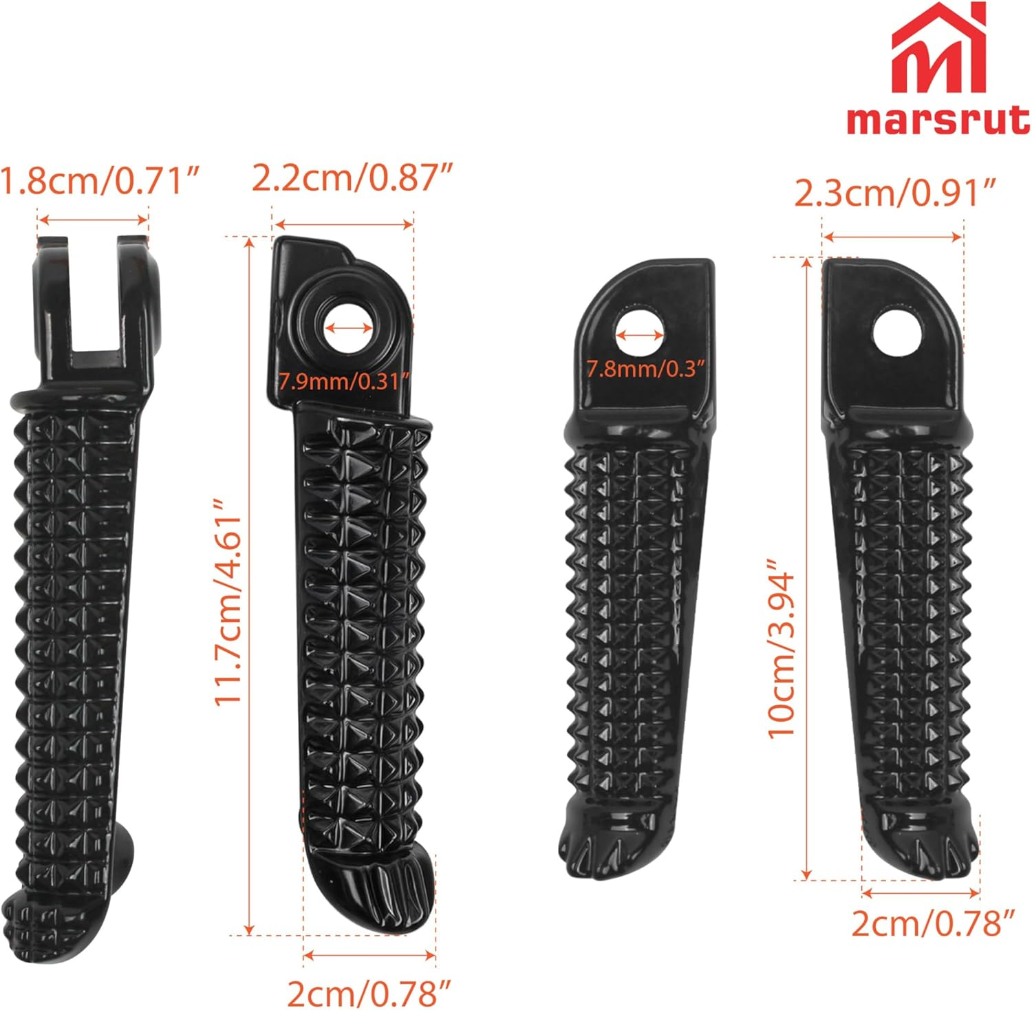 2 Set Motorcycle Footrests Fits for Yamaha YZF R1 1998-2019, R6 2003-2020, R3/R25, MT25, MT03 2014-2023, Foot Pegs Pedal for Front and Rear (Black)