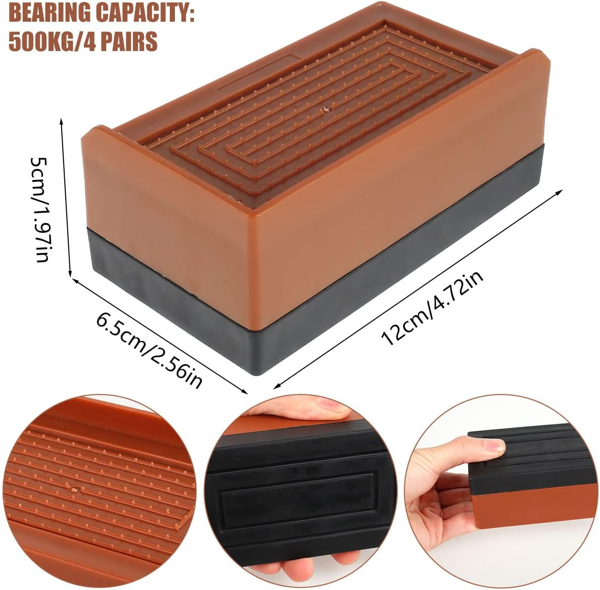 Bed Risers Heavy Duty Adjustable Furniture Risers Stackable Desk Lifts Leg Extenders with anti Slip Pad for Table Couch Sofa Chair Bed Frame Feet Accessories Supports up to 1102 Lbs (4 Pairs) image number 4