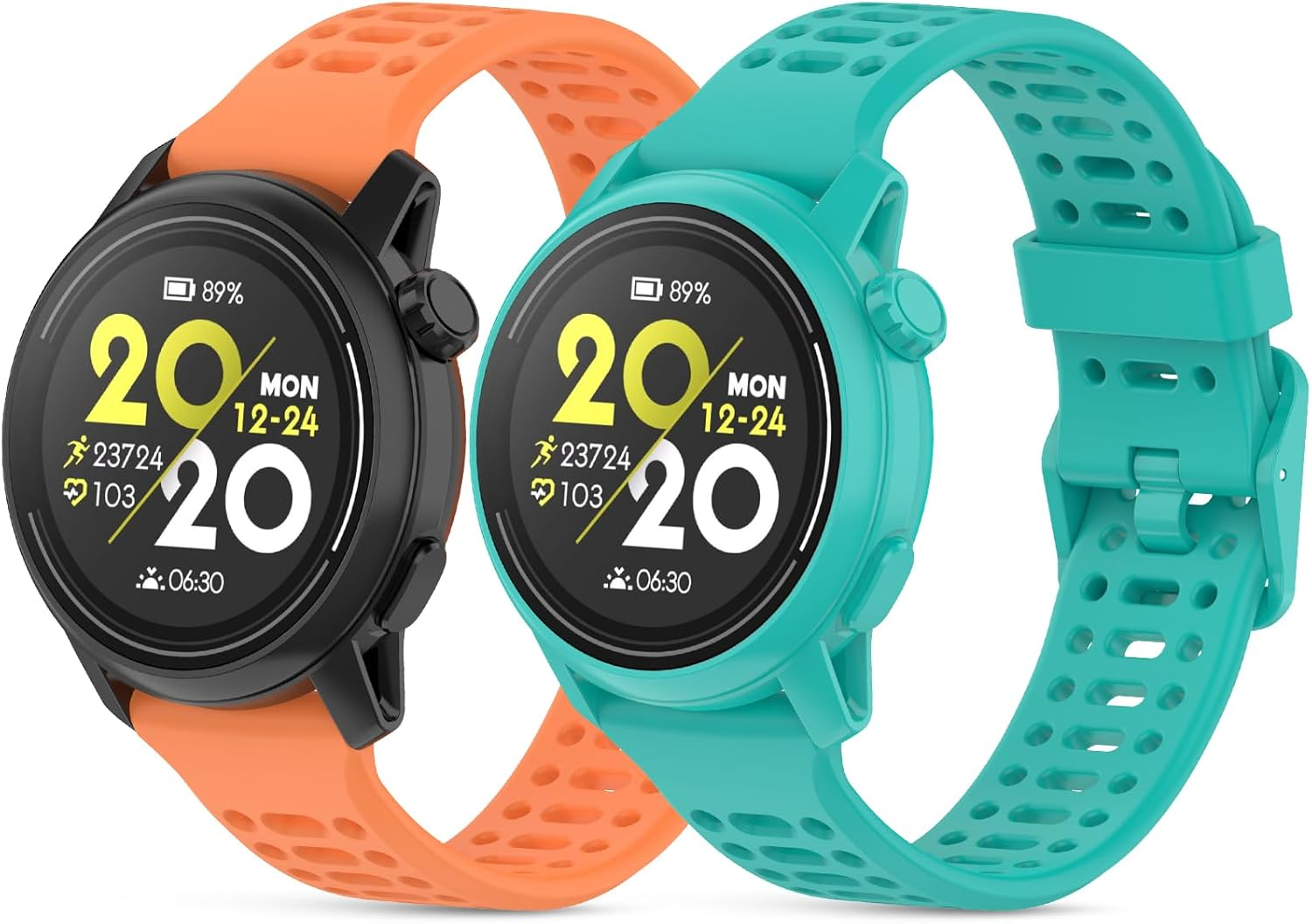 CHULN Pack of 2 Silicone Wristbands Compatible with Coros Pace 3/Apex 2 Pro/Apex Pro/Apex 46 Mm, 22 Mm Adjustable Sports Replacement Strap for Coros Pace 3