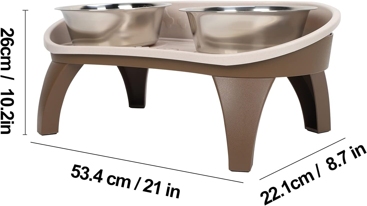 Large Elevated Feeder, Raised Stainless Steel Bowl Dog Feeder Pet Dinner Table Dog Bowls with Stand Elevated Dog Bowls Raised Pet Bowl for Home for Pet Cat Dog image number 3
