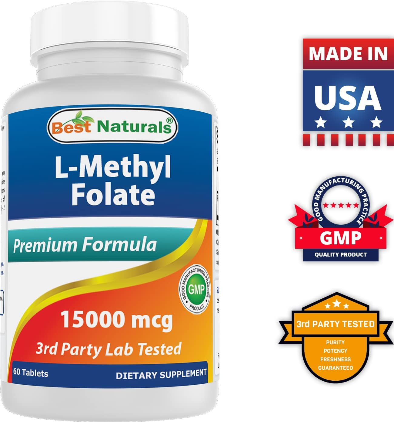 Best Naturals Methyl Folate 15000 Mcg 60 Tablets image number 3