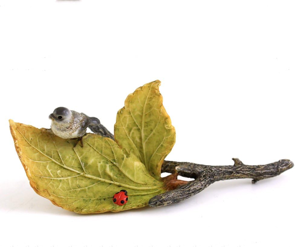 Top Collection Miniature Fairy Garden and Terrarium Little Bird and Ladybug on Leaves, Mini image number 1