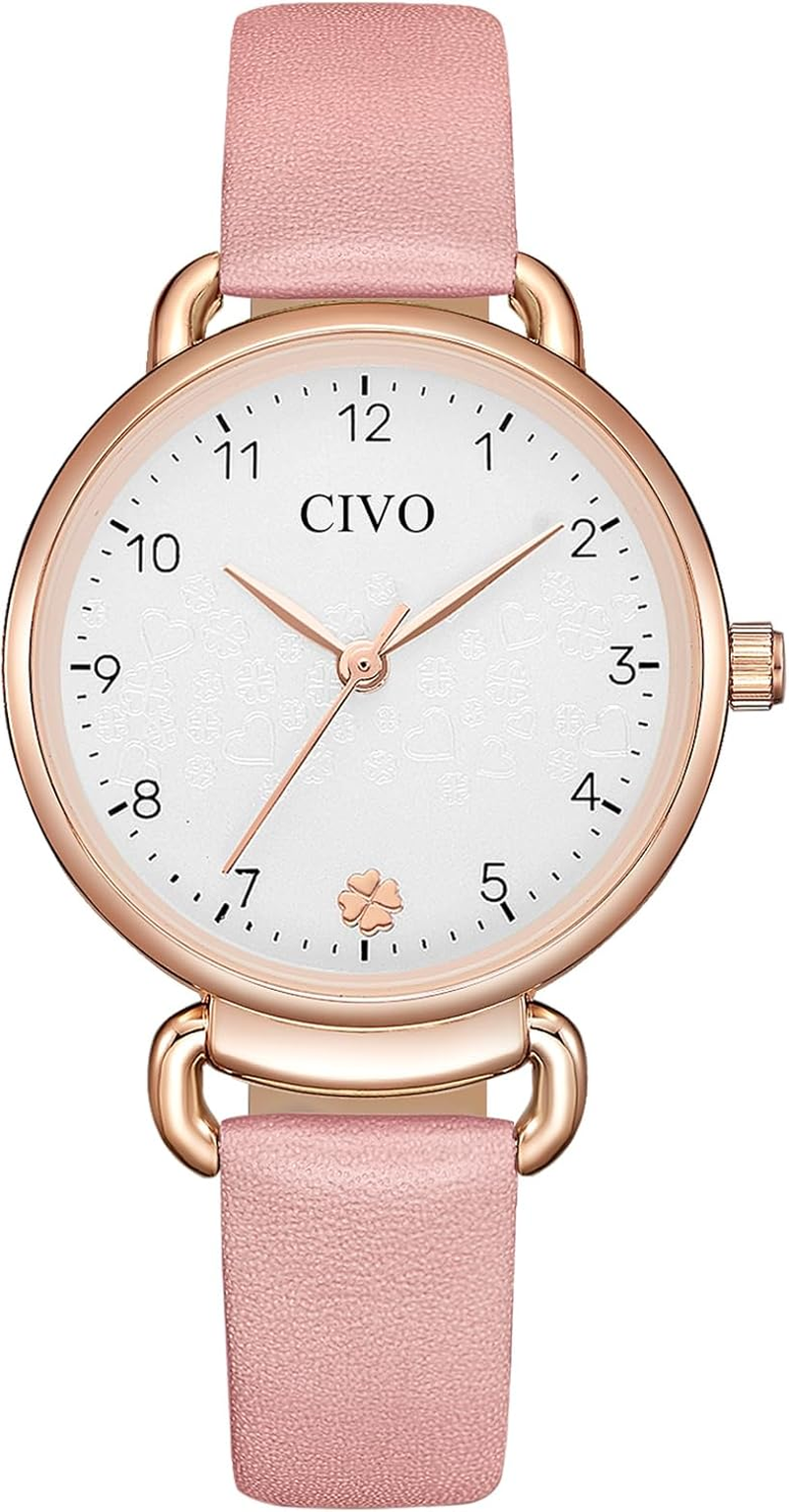 CIVO Ladies Watches for Women Leather: Easy to Read Analog Waterproof Wrist Watch Small - Dress Watch