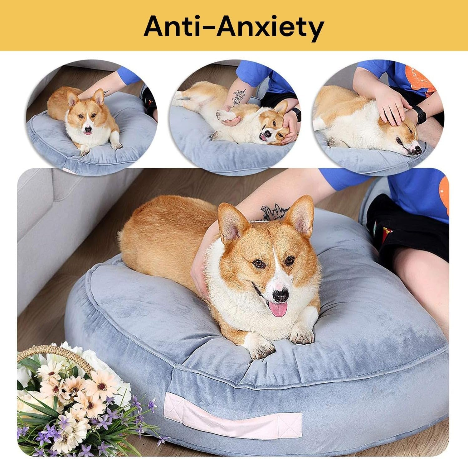 EZONEDEAL Dog Bed Cat Bed Extra Soft Velvet Comfortable Cute,Cat Cushion Bed Washable,Oval Donut Nesting Cave Bed Suitable for Cats and Small Medium Dogs image number 2