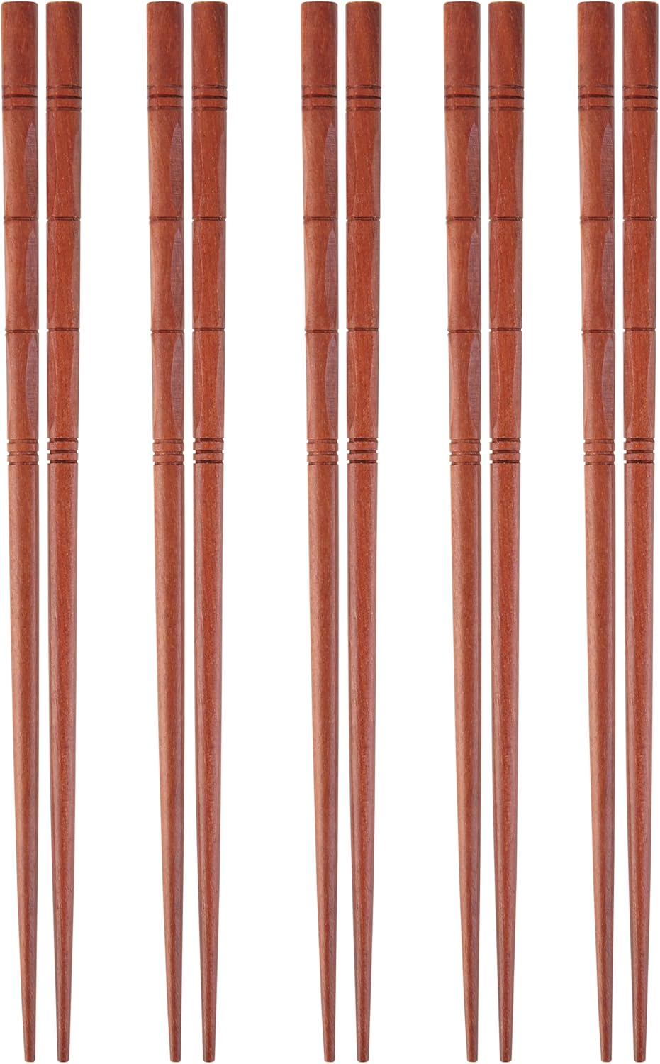 5 Pairs of Reusable Natural Wood Chopsticks, Handcrafted Rosewood Chopstick Gift Set, Dishwasher Safe, 8.8 Inches/22.5Cm