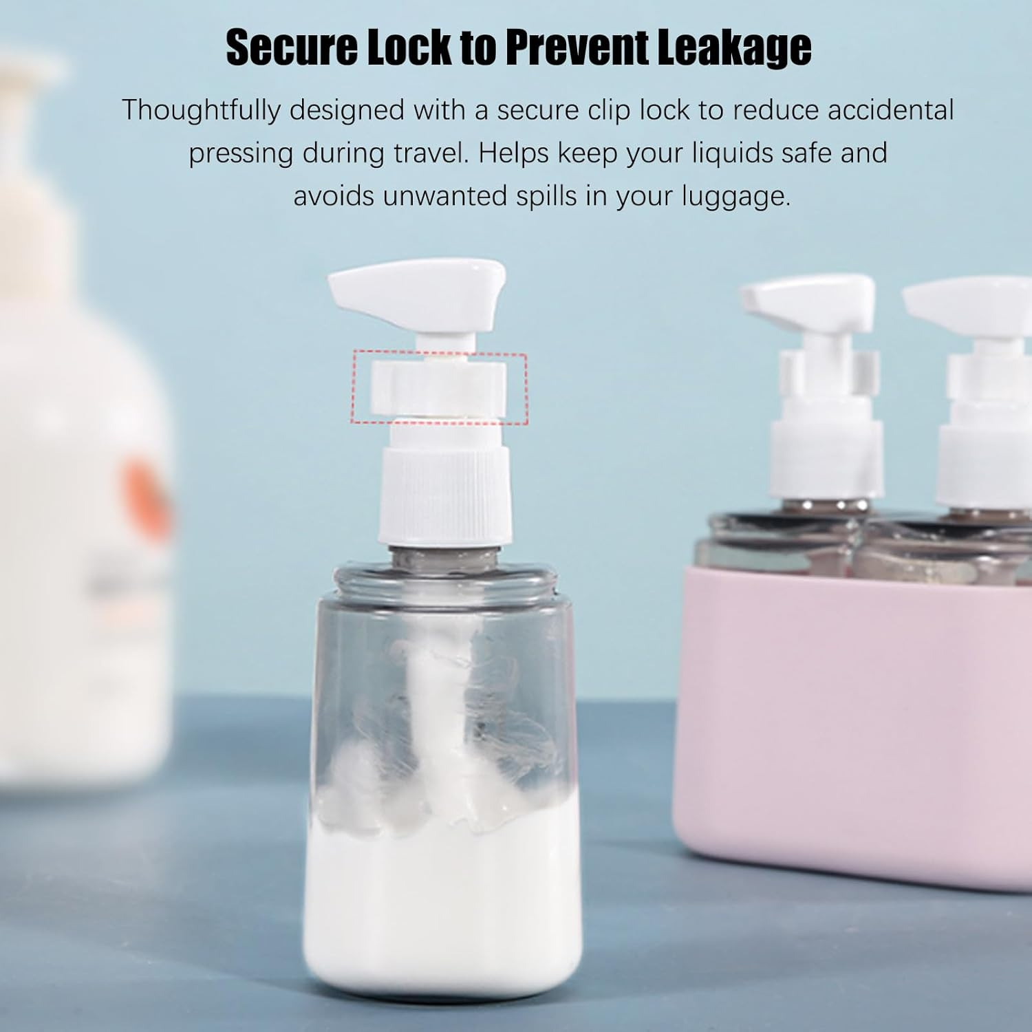 Mini Shampoo Dispenser Portable Travel Bottle Set, up to 4 in 1 Travel Pump Bottles Dispenser Bottles,Leak Proof Reusable Travel Bottles for Toiletries Refill, Shampoo Lotion Liquid (Gray, 2 in 1) image number 7