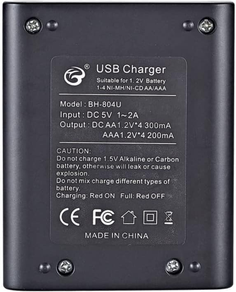 4 Slot Battery Charger for AA/AAA Batteries Nimh Battery Charger USB Universal Rechargeable Battery Charger image number 1