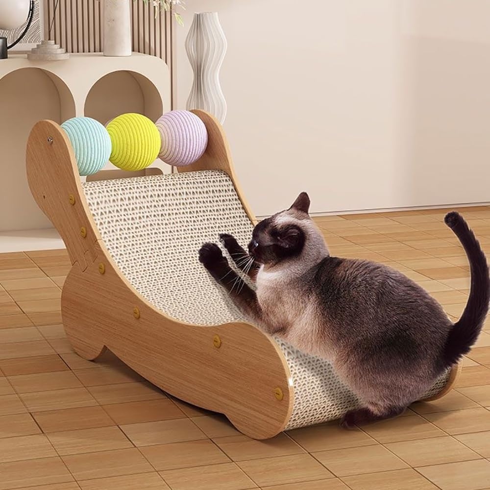 TOMVAES Cat Scratcher Cardboard, Lounge Bed for Indoor Cats, Furniture Protector with Sisal Balls, Scratching Board for Pet Cats Kitten image number 6