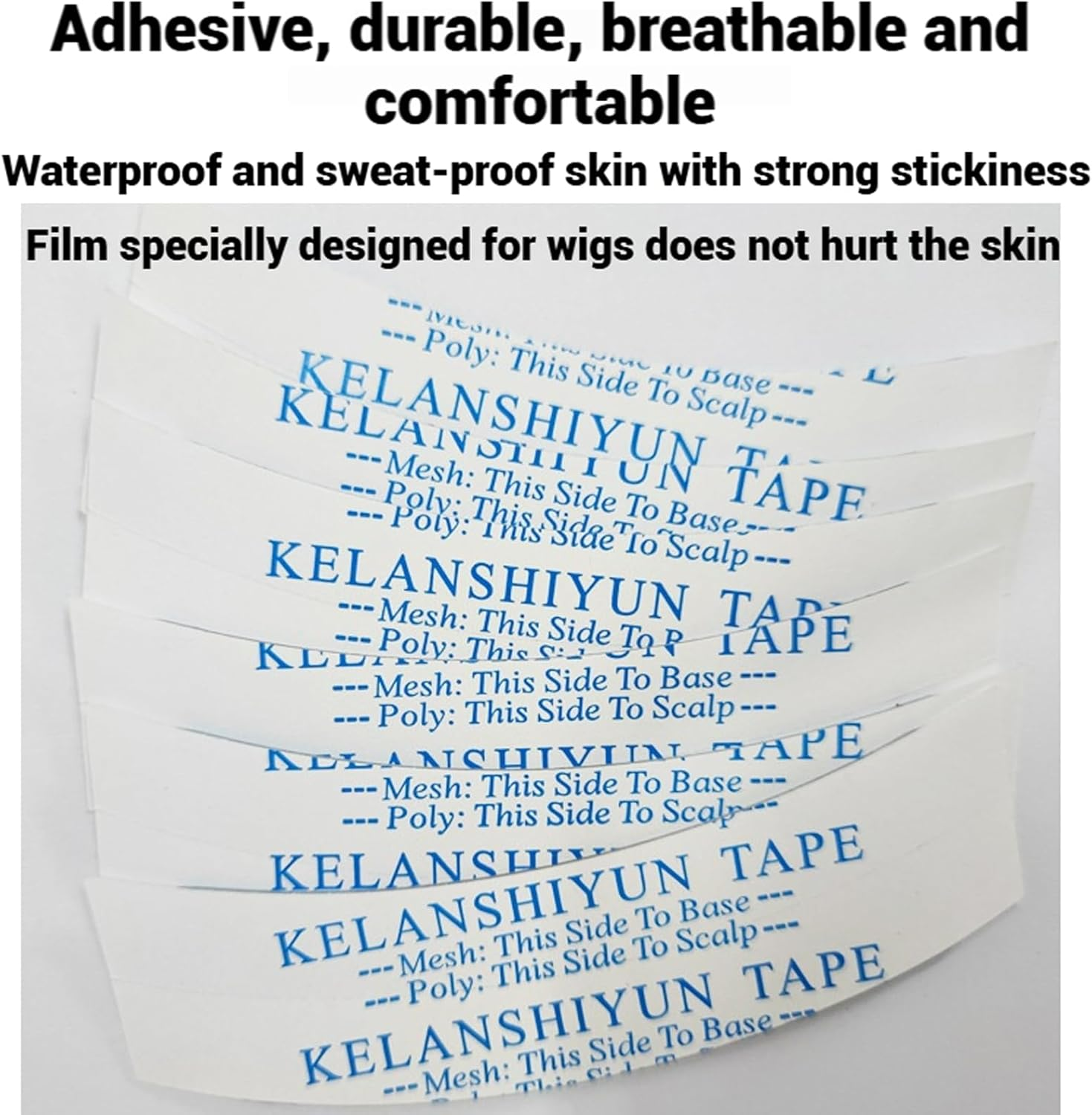 REGODI 144 PCS Wig Tapes for Lace Wigs, Invisible Waterproof Double Side Tape Strong Adhesive Toupee Strips (Blue) image number 6