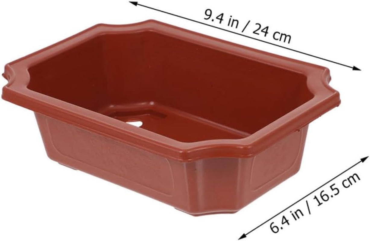 Toddmomy 10Pcs Vintage Style Red Plastic Bonsai Pots Capacity Rectangular Flower Planters with Drainage Mesh for Garden Succulent Indoor Outdoor Plant Growing image number 4