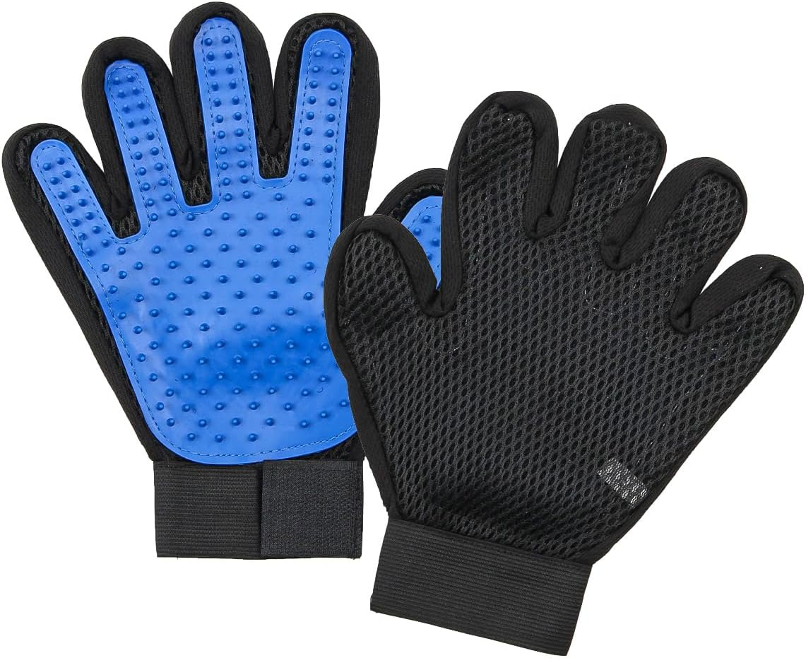 Namvo 2Pcs Pet Gloves Gentle Grooming Gloves High Performance Glove Massage Gloves with Improved Five Finger Design - Great for Dogs and Cats (Blue) image number 3
