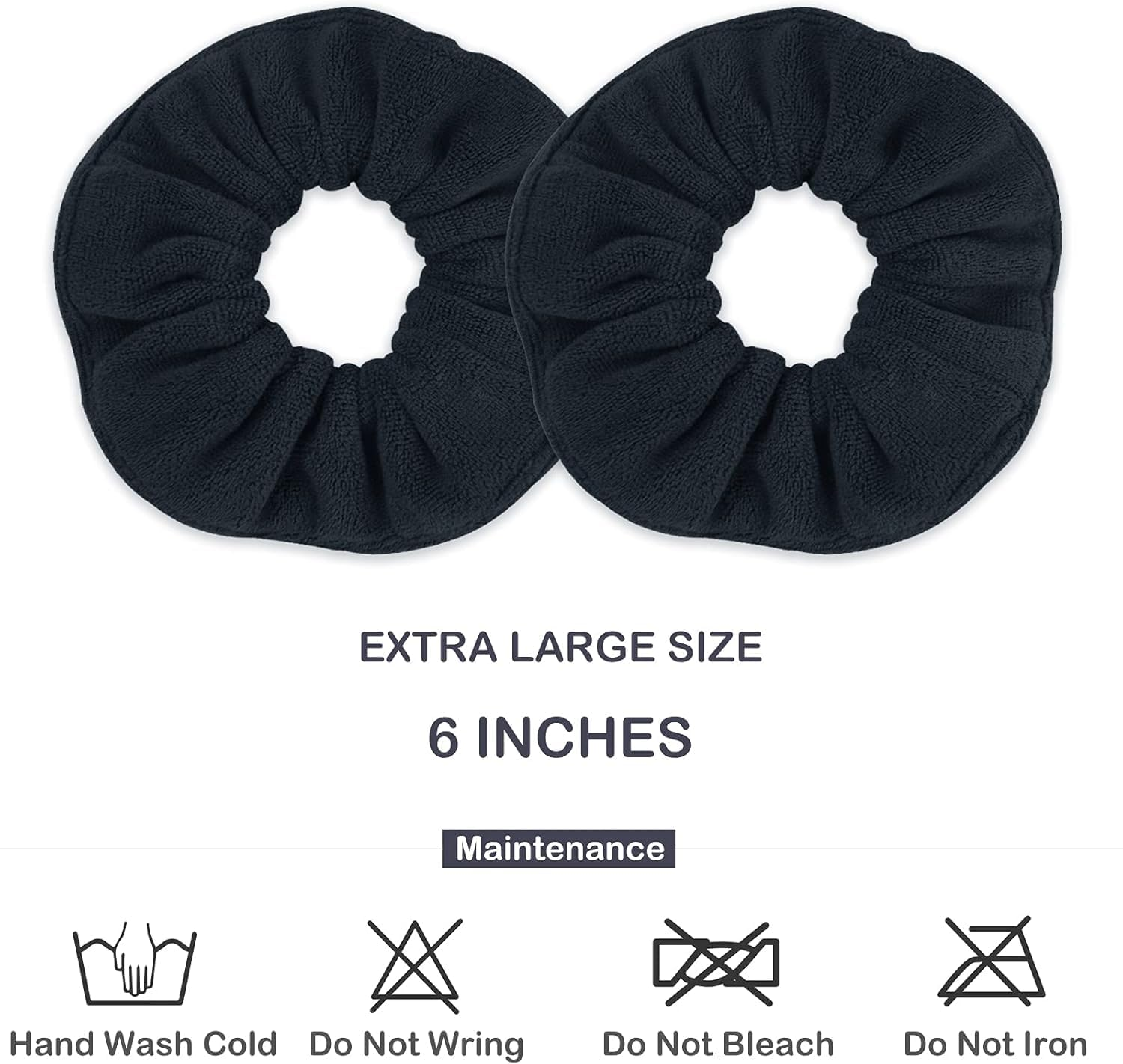 Super Towel Scrunchies for Drying Hair, Absorbent and Soft Microfiber for Frizz Free, Large Thick Ponytail Holder Wet Hair Accessories for Women and Girls, 4 PCS (Black, One Size) image number 1