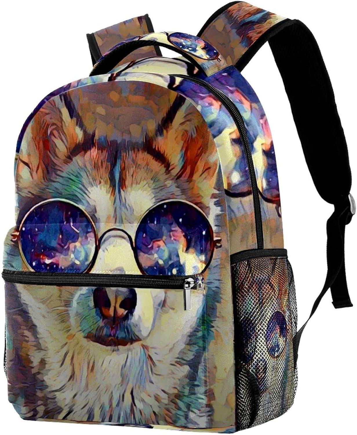 Funny Husky Dog with Sunglasses Backpack Students Shoulder Bags Travel Bag College School Tote Backpacks image number 1