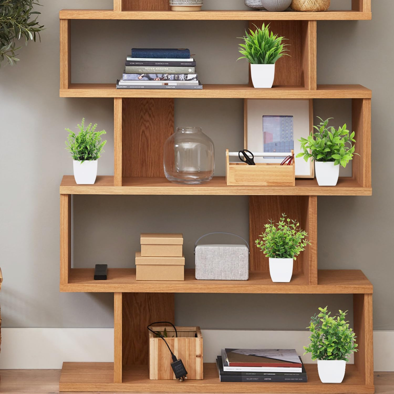 Artigreen 5 Artificial Plants Mini Pots, Fake Green Potted Artificial Fake Flower Simulation, Small Plants for Home, Office, Desk, Bathroom, Computer Desk image number 1