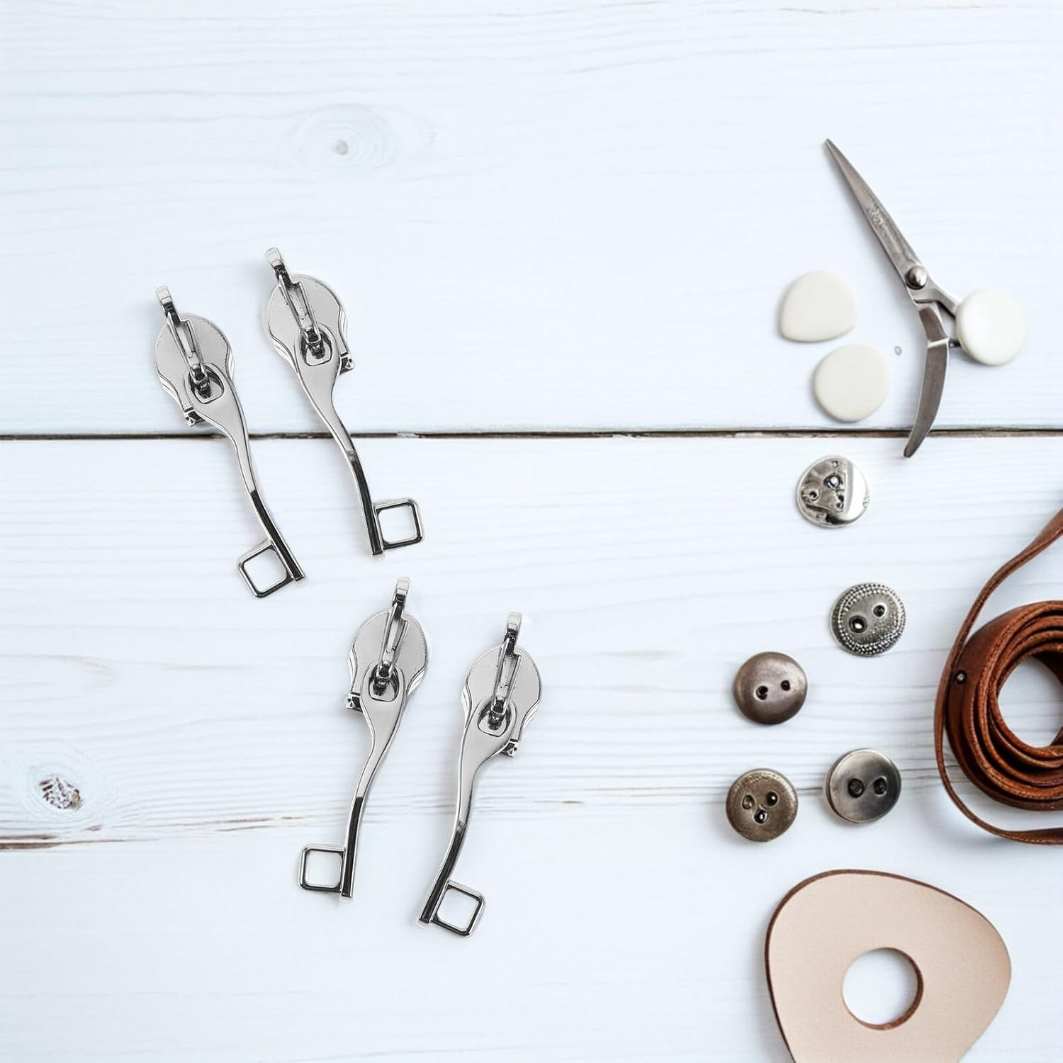 MOKKHNB 4 Pairs Lockable Zipper Pull Replacement Sliders for Suitcase Luggage, Nylon Double-Layer Explosion-Proof Zipper Heads in Mirror Silver, Travel Luggage Repair Kit image number 6