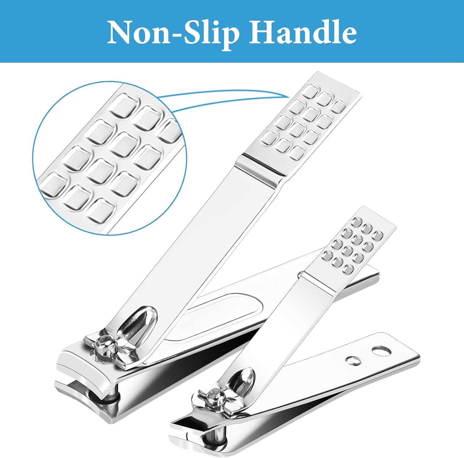 Euqvunn 3 Pcs Nail Clippers Set, Toe Nail Clippers for Thick Nails, Toenail Clippers with Nail File and Angled Fingernail Clippers, Carbon Steel Nail Cutter for Men Women Seniors