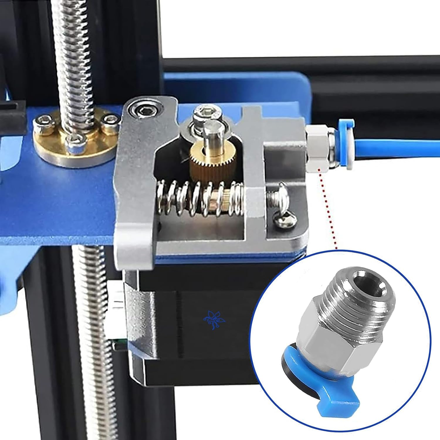PC4-M10 Male Straight Pneumatic - PTFE Tube Push in Quick Fitting Connector for E3D-V6 Long-Distance Bowden Extruder 3D Printer with Circlip (10Pcs in Total) image number 4