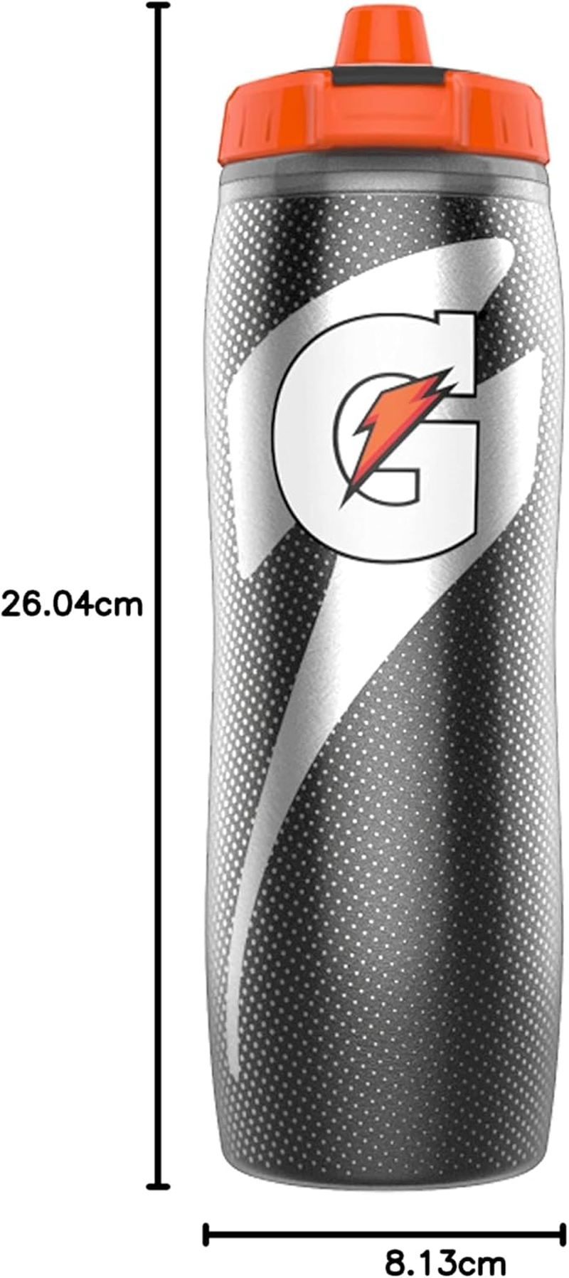 Gatorade Insulated Plastic Squeeze Bottle for Sports, Black, 30Oz