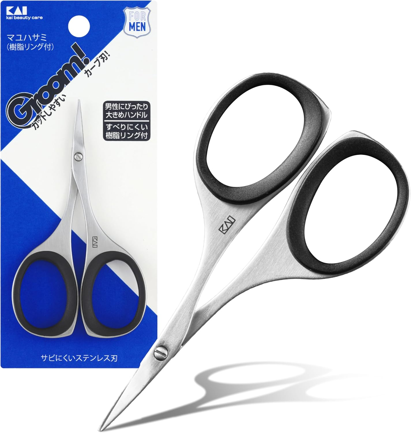 Kai KAI Groom! HC3046 Eyebrow Scissors Curved Blade with Resin Ring Nose Hair Waste Hair image number 2